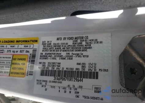 2018 Ford Fusion Se из США, поврежденный, VIN 3FA6P0H79JR129644